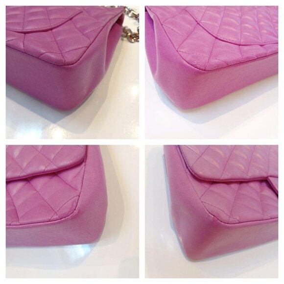 Authentic CHANEL CC Medium Classic Flap Lambskin Quilted Pink Valentine Handbag - Picture 10 of 11